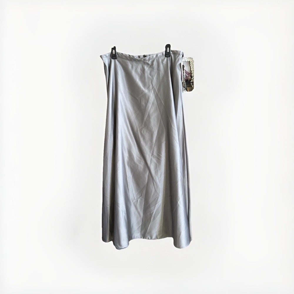 Gray‎ Maxi Skirt Matte Satin High Waist Long Formal Skirt Elegant Women's Sz 18